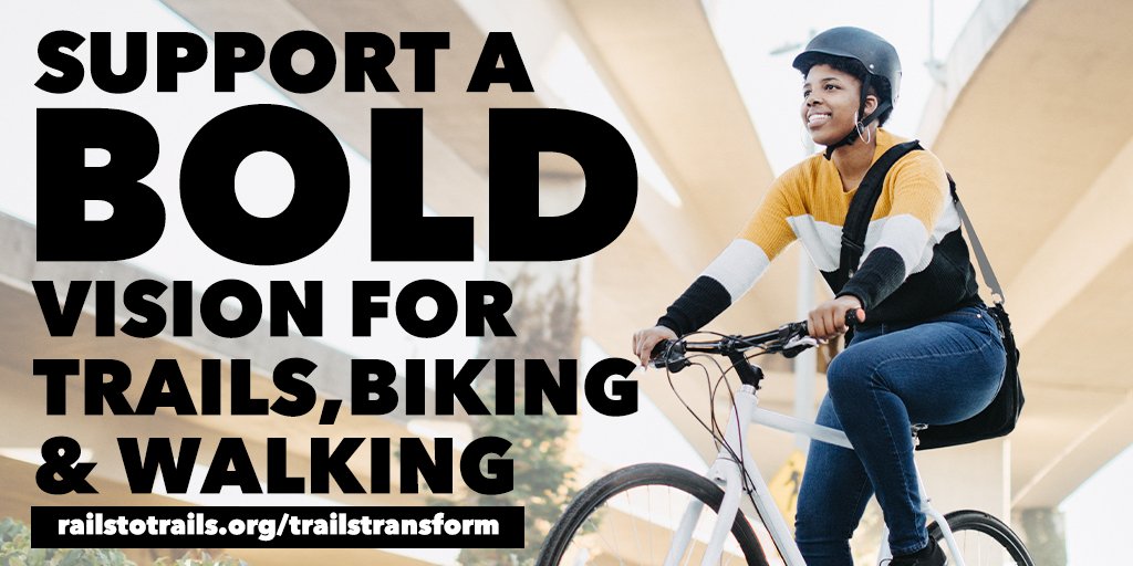 railstotrails's tweet photo. Want more trails and places to walk, bike and roll? 

Show your support for federal investment in connected trails and active transportation infrastructure by signing + sharing our #TrailsTransform petition ➡️https://t.co/mK3Yh2qTWz. https://t.co/r7jj2TMsEj