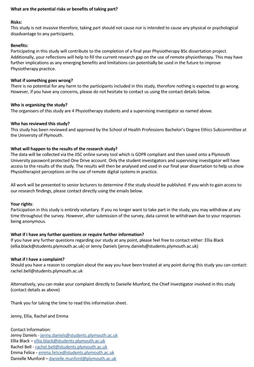 PT_Dissertation's tweet photo. To learn more about what our study will entail, please see our participant information sheet below. https://t.co/hhU9ee8cjr