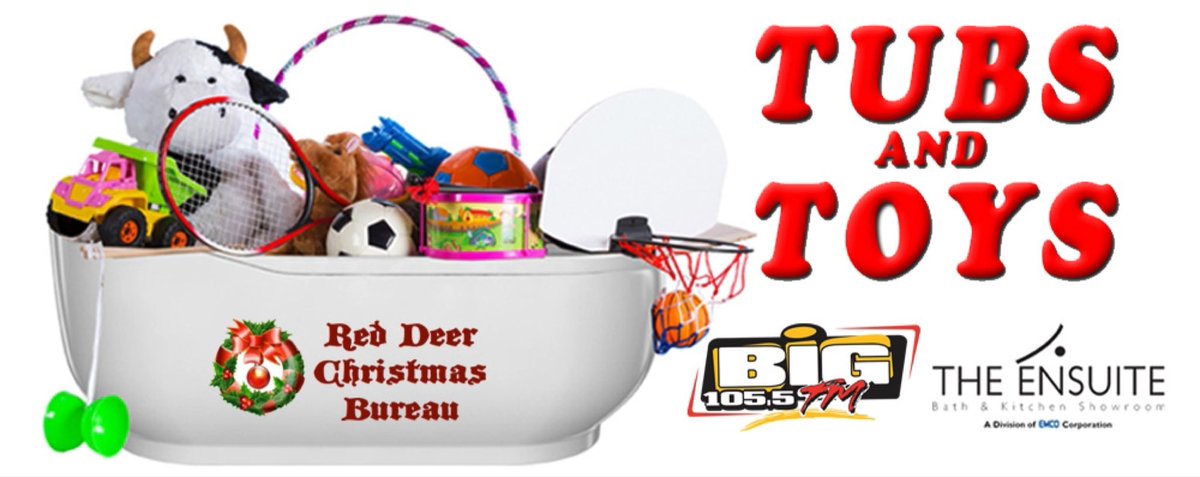 BIG105's tweet photo. With your help, we can make sure every child has a reason to smile Christmas morning! Tubs &amp; Toys is back! Drop off a new toy &amp; fill the tubs at @EnsuiteRed showroom (61st St in Riverside Industrial) or at BIG105 (2840 Bremner Ave). All toys distributed by @RdChristmas! https://t.co/YD1HPLrdlN