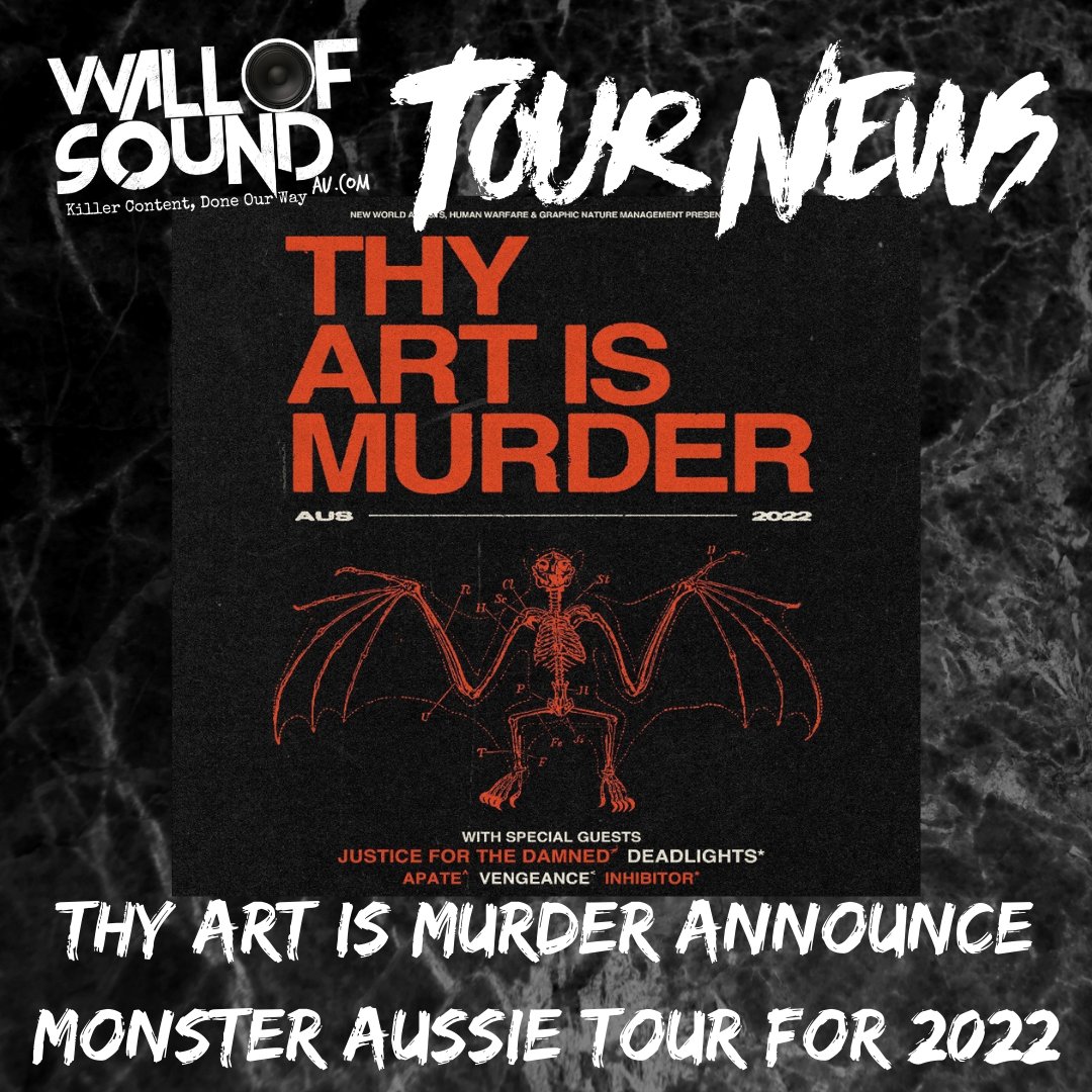 Wall Of Sound (@wallofsoundau) on Twitter photo Deathcore kings <a href="/thyartismurder/">Thy Art Is Murder</a> will make up for lost time in 2022 on their MASSIVE Aussie Tour alongside the likes of @JFTDofficial, <a href="/deadlightsau/">Deadlights</a> <a href="/apateband/">APATE</a> Vengeance and Inhibitor!
wallofsoundau.com/2021/11/17/thy… Deathcore kings <a href="/thyartismurder/">Thy Art Is Murder</a> will make up for lost time in 2022 on their MASSIVE Aussie Tour alongside the likes of @JFTDofficial, <a href="/deadlightsau/">Deadlights</a> <a href="/apateband/">APATE</a> Vengeance and Inhibitor!
wallofsoundau.com/2021/11/17/thy…
