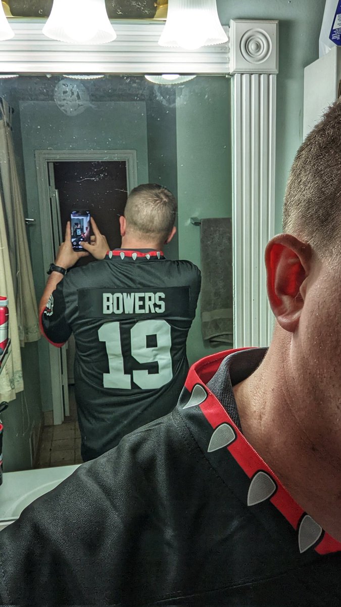 defender44's tweet photo. @brockbowers17 Just got a custom ordered jersey because for some reason no one carries yours. Gotta rep the best TE in the country! Keep it up brother...D.O.T.! https://t.co/hQl2MxkdFV