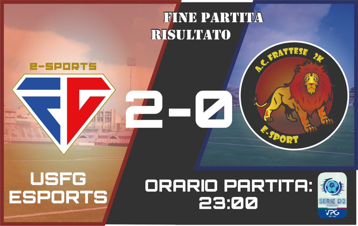 ⚽️FULL TIME⚽️
🗓 16/11/21

🕥 START: 22:40
🆚 @TrinacriaDRGN 
🏆 <a href="/VPG_Italy/">VPG Italy</a>-#serieD2 
✅ 3-0

🕦 START: 23:00
🆚 <a href="/UsFGESPORTS/">UsFG ESPORTS</a> 
🏆 <a href="/VPG_Italy/">VPG Italy</a>-#serieD2 
❌ 0-2