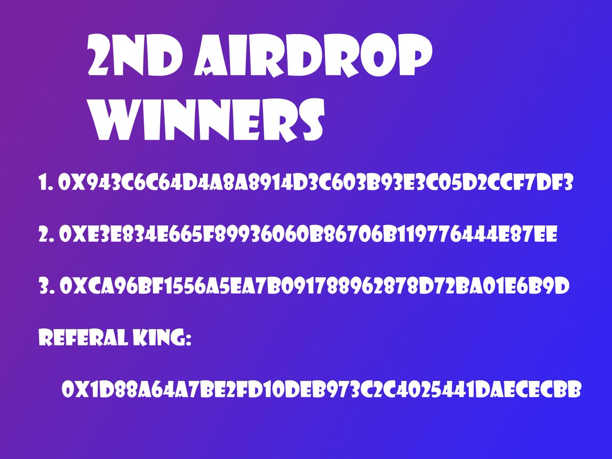 CommunityS99's tweet photo. Our lucky winners of the 2nd stage of airdrop🎁🎁🎁 https://t.co/7aLaHyoBic