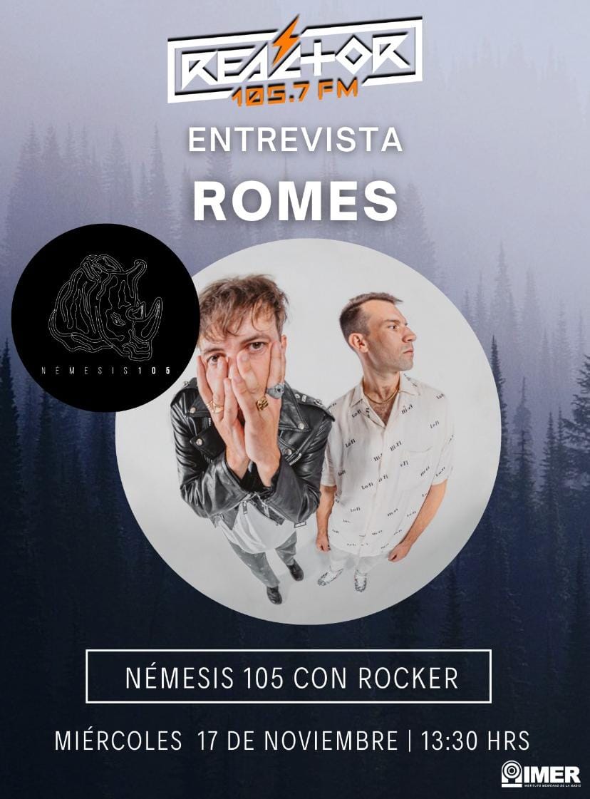 Reactor105's tweet photo. La música continúa de 13 a 14 horas con esta nueva emisión de #Nemesis105. No se pierdan a @Rockerdrugo ya que tendremos recomendaciones y una entrevista con @romesband desde Toronto 🦏🇨🇦 https://t.co/MBq9IDGU23