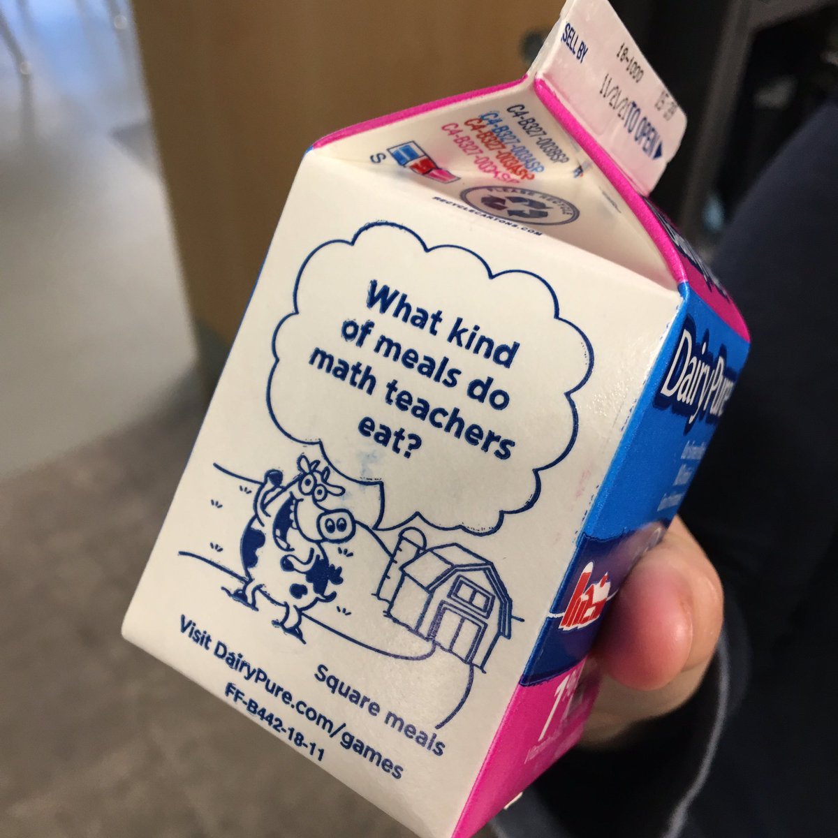 A student just had to ask me the riddle on her milk carton today…
#whyiteach