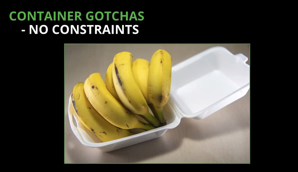 K8sPhilly's tweet photo. "Containers are great but that doesn't mean you should be lazy, add constraints to your containers." @melissajmckay https://t.co/ev8n8lHXch
