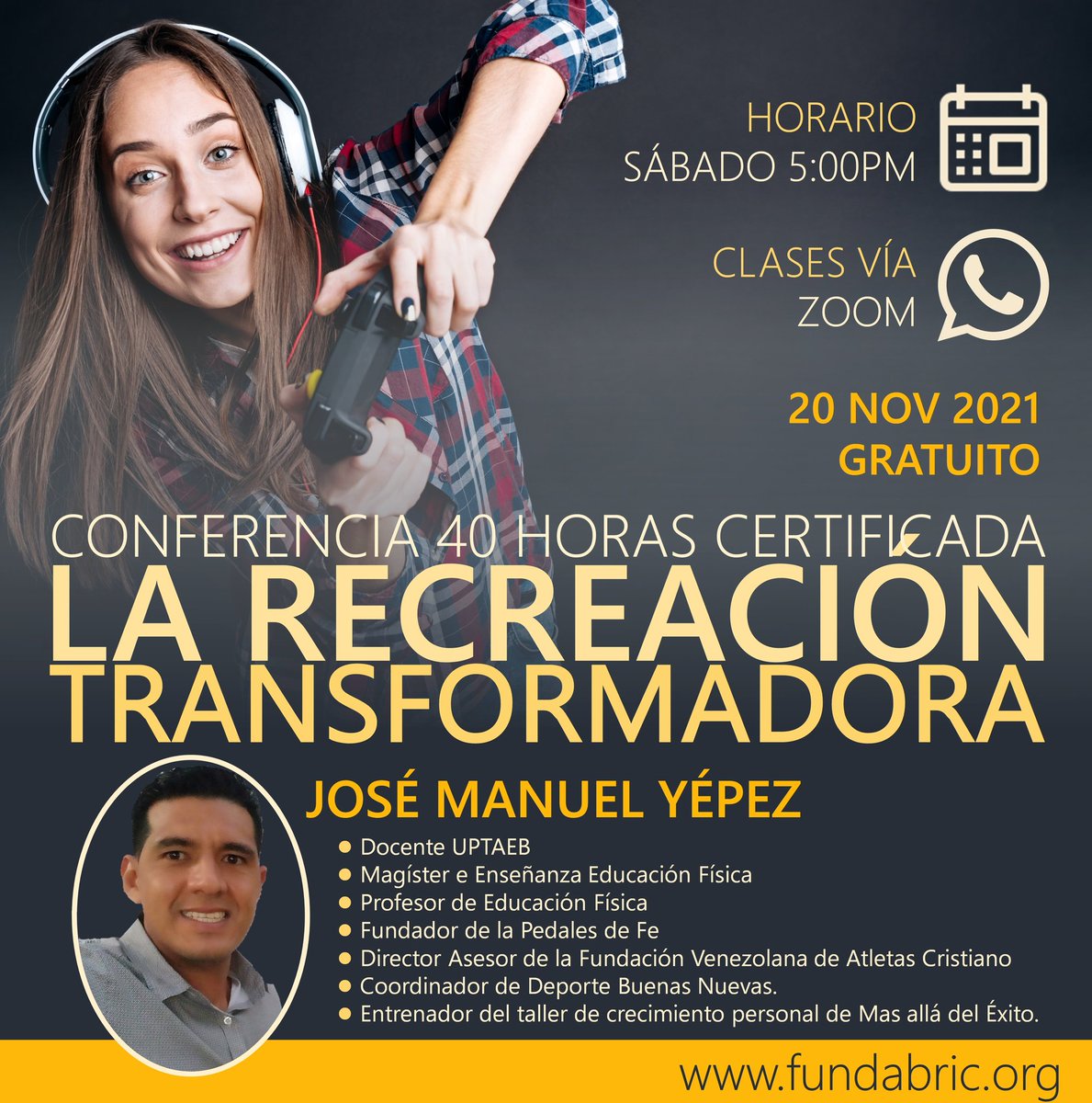 FUNDABRIC's tweet photo. #ATENCION                                                    CONFERENCIA: La Recreación Transformadora

¿Deseas participar? 🙌🏻

Únete a nuestro canal de telegram y mantente informad@ 👇🏽
https://t.co/uQmrDmdYUG

¡Síguenos, reacciona y comparte!

#Fundabric #16Noviembre https://t.co/wQ62FzidFs