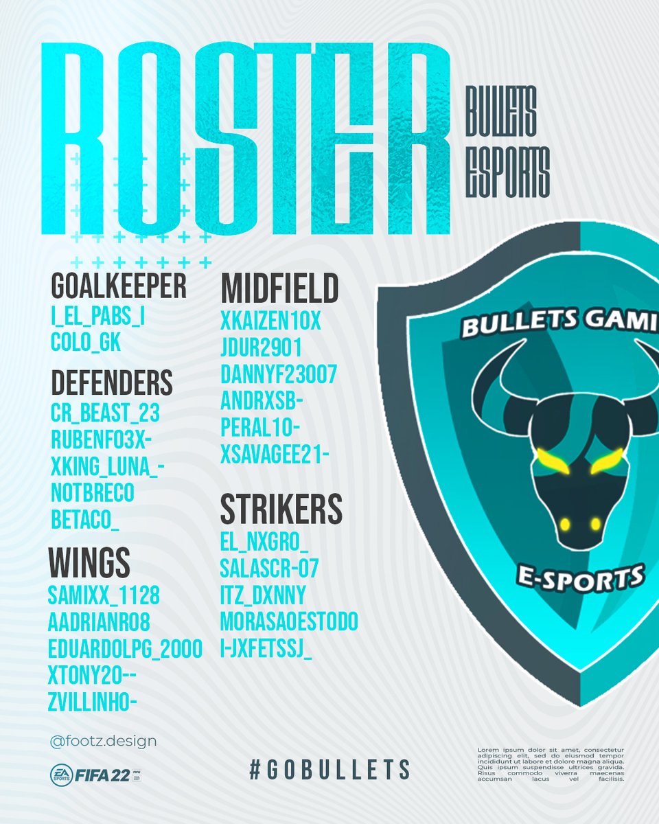 #FIFAPROCLUBS • Presentación de Roster

Una nueva temporada arranca en la liga Nacional de Clubes Pro en Honduras🔥

Seguimos intentando con todas las ganas y pasión del mundo conquistar esta liga y no pararemos hasta lograrlo! 
🔴 <a href="/LINAHonduras504/">eLiga Honduras</a>
🔴 @footz.design 

#GOBULLETS