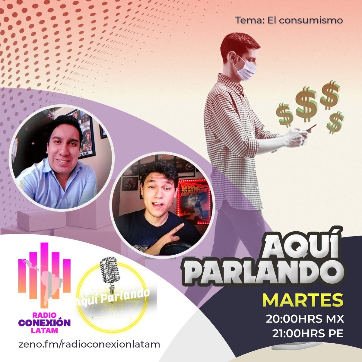 😃🟣 Esta noche desde las 20:00hrs Mx /21:00hrs Pe/Ec en nuestra señal! 👇
👉 zeno.fm/radioconexionl… 👈

🎧 También puedes escucharlos en nuestra app 👉 cutt.ly/tmOLYhK

😉🎧 !Acompáñanos y entra al #chat: bit.ly/37XZj3J

#Peru
#SomosAquiParlando
#Radio