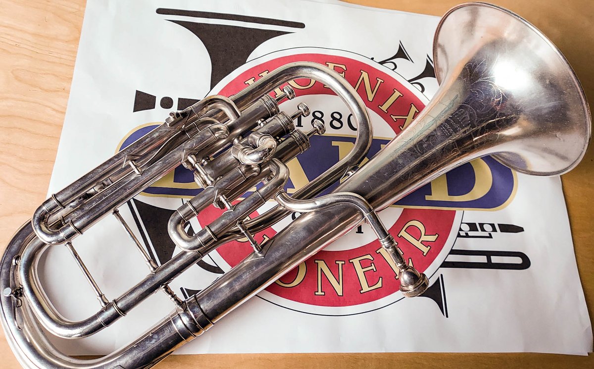 This beautiful 1926 Martin E-flat alto horn desperately needs someone to be playing it! An instrument without a player is a tragedy. Join us! #vintageband #altohorn #classicbrass