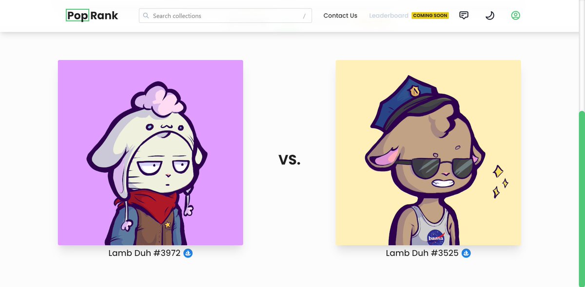 _poprank's tweet photo. ๐PopRank Promo week continues with the adorable and stylish @LambDuhsNFT from @DuhverseNFT
๐ https://t.co/TkrdmFoZtS
๐ฌ Remember that only connected wallet votes count towards the official collection rankings https://t.co/2SloTigrSZ