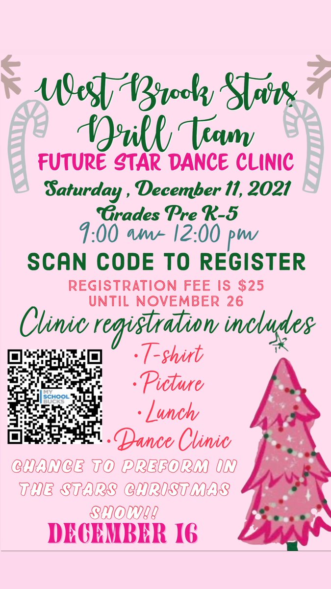 Register your future star for our upcoming dance clinic on December 11!!
✨Scan QR code to register✨