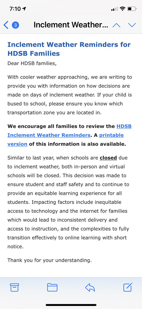 Kudos to <a href="/HaltonDSB/">HDSB</a> for this decision around snow days! 👏 Equity and compassion for all students and staff.