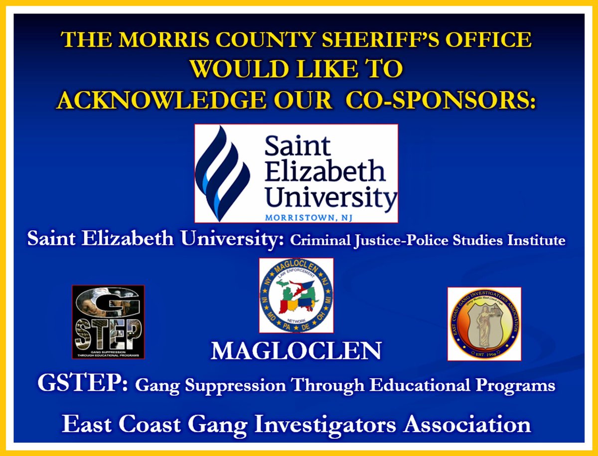 GSTEP_org's tweet photo. As we near this week’s “New Jersey Gang Awareness &amp; Identification Training” at @SaintElizabethU … #GSTEP is honored to have assisted the Morris Co Sheriff’s Office in coordinating this year’s training topics &amp; speakers. #Knowledge is #Power https://t.co/KiSMPyE5WX
