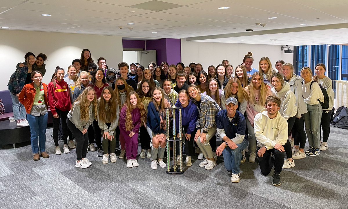 We got an amazing trophy and recognition this morning from star 102.5 for our victory in the food bank campaign rivalry!! Great job Johnston!!💜💛
