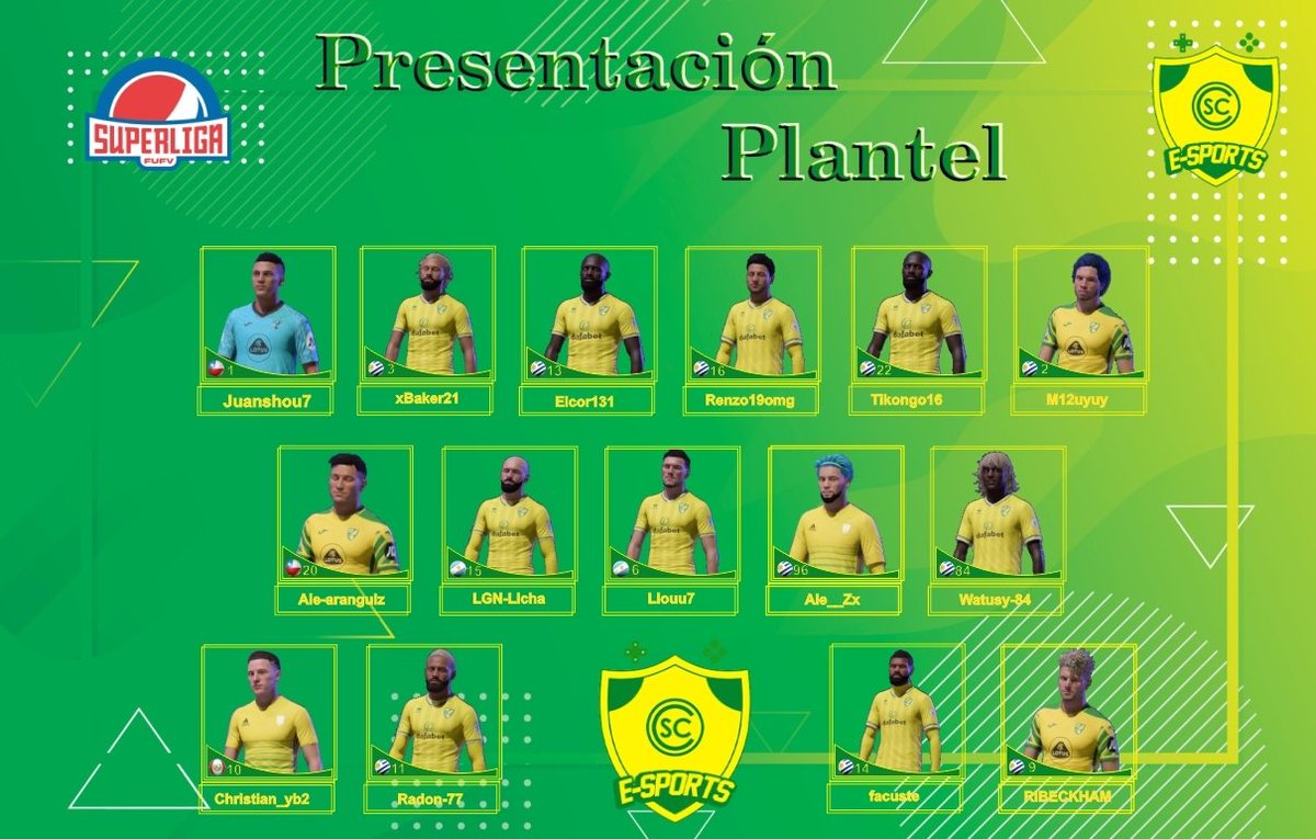 CerritoeSports's tweet photo. 📢¡Presentación del Plantel 🔰!

Estos son los 15 jugadores que representarán en esta nueva temporada al auriverde por la Superliga @PepsiUY de @FUFVeSports.

 ¡Arriba el auriverde🔰 !

#auriverdedelcerrito https://t.co/QKtBLab11R