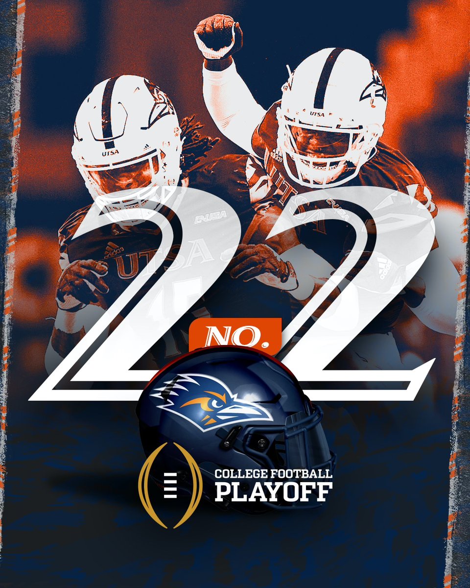 UTSA Football 🏈 (@utsaftbl) on Twitter photo UTSA has moved up one spot to No. 22 in this week's <a href="/CFBPlayoff/">College Football Playoff</a> Rankings.
🔗 bit.ly/3FmVsvB
#210TriangleOfToughness | #BirdsUp 🤙 UTSA has moved up one spot to No. 22 in this week's <a href="/CFBPlayoff/">College Football Playoff</a> Rankings.
🔗 bit.ly/3FmVsvB
#210TriangleOfToughness | #BirdsUp 🤙