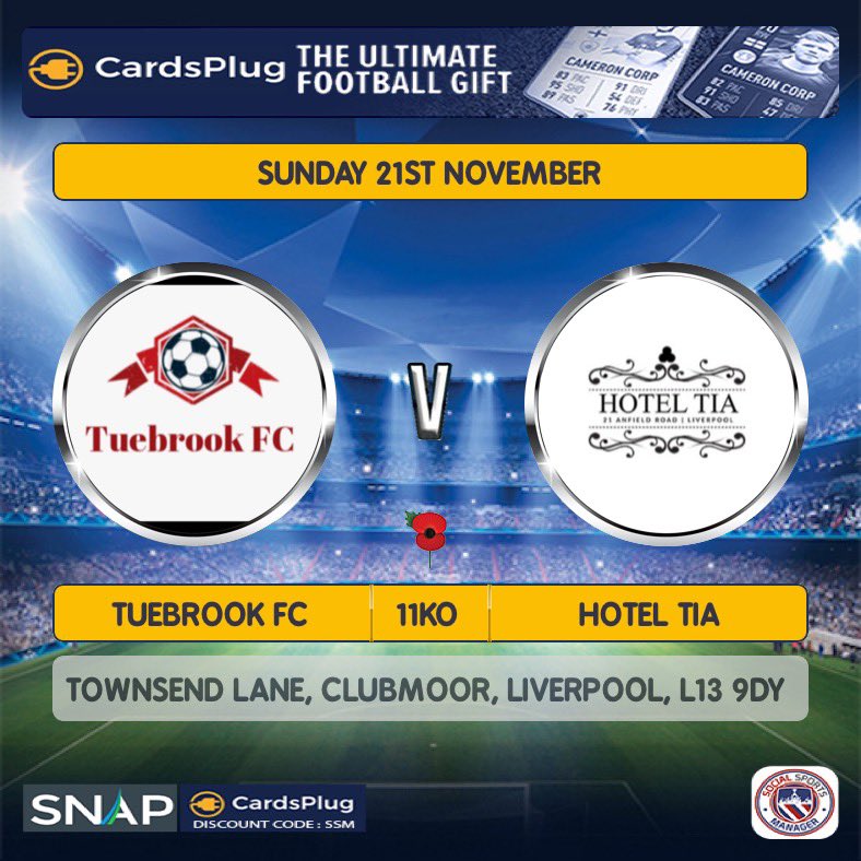 Tuebrookfc's tweet image. ⚽️ MATCH SUNDAY ⚽️

🆚 @hoteltia 
🏟 @TOWNSEND LANE, CLUBMOOR, LIVERPOOL, L13 9DY
⏰ 11am kick off 
🗓 Sunday 21st November