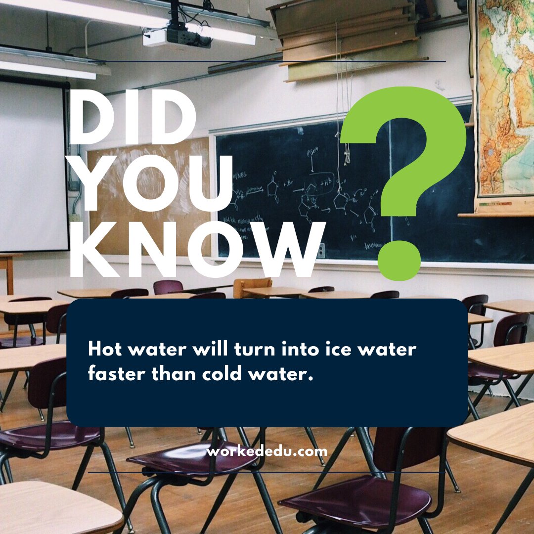Did you know? Hot water will turn into ice water father than cold water #funfacts