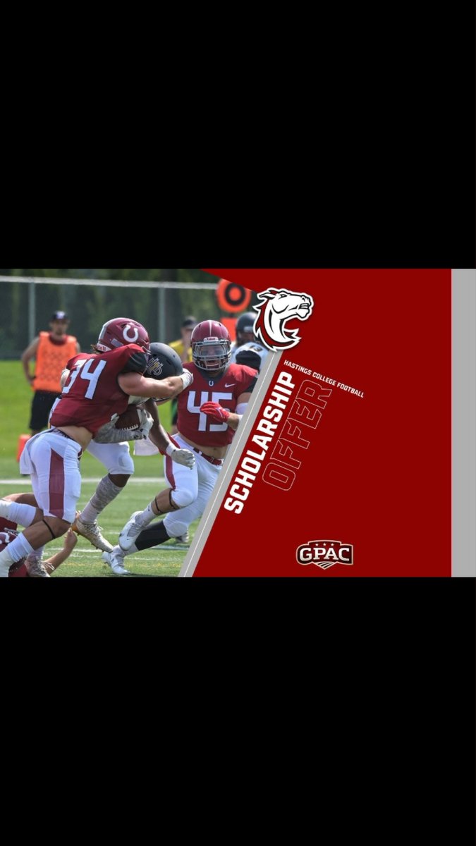After a great phone call with @johnAgrinde, I am excited to say I’ve receive my second offer from the university of Hastings college. Thank you @HCBroncoFball