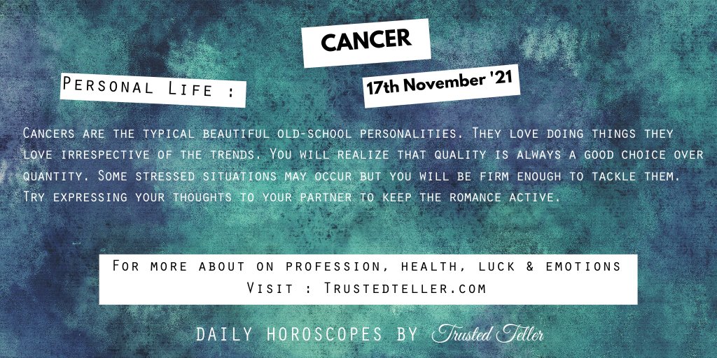 Trustedteller's tweet image. To know more, click on the link below.
trustedteller.com/horoscope

#pisces #Capricorn #Aries #Cancer #Horoscope #ASTRO_GATEWAY_OPEN #ZodiacFacts