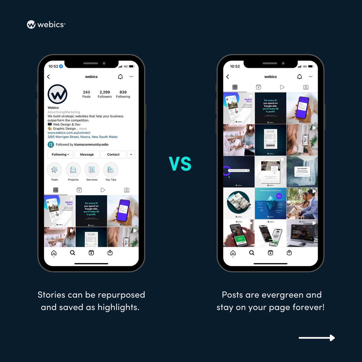 webics's tweet photo. Have you ever wondered what Instagram #content allows for a higher engagement? Contrary to popular beliefs, stories are actually more engaging than posts! Stories feature polls, q&amp;a's and links that allow for users to WANT to interact and consequently, increase your #engagement. https://t.co/K2BrgAClaG