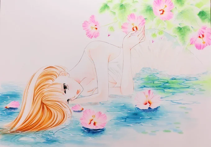 お知らせのRTや♥、感想ありがとうございます。絶賛原稿中なので取り急ぎ御礼を～💋💋(↓葉っぱのグリーンが鮮やか過ぎたと反省している) 