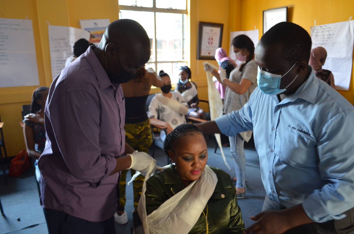 StJohnKenya's tweet photo. This is our normal First Aid class... We show you how to do it, we do it with you and let you try until you become an all round First Aider. Voila! You get your certificate. #StJohnAmbulanceKe #AviationFirstAid https://t.co/1X4VY840RH
