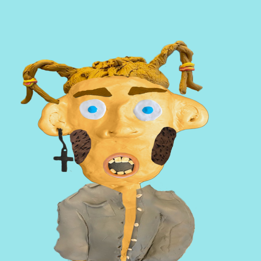 ClayboyVClalien's tweet photo. We have a blue eyed clayboy here lookin good with his mutton chops and pig-tails. We really love this combination. #NFTGiveaway #NFTs #clayboysvsclayliens #clayboy https://t.co/l79AxpggiW