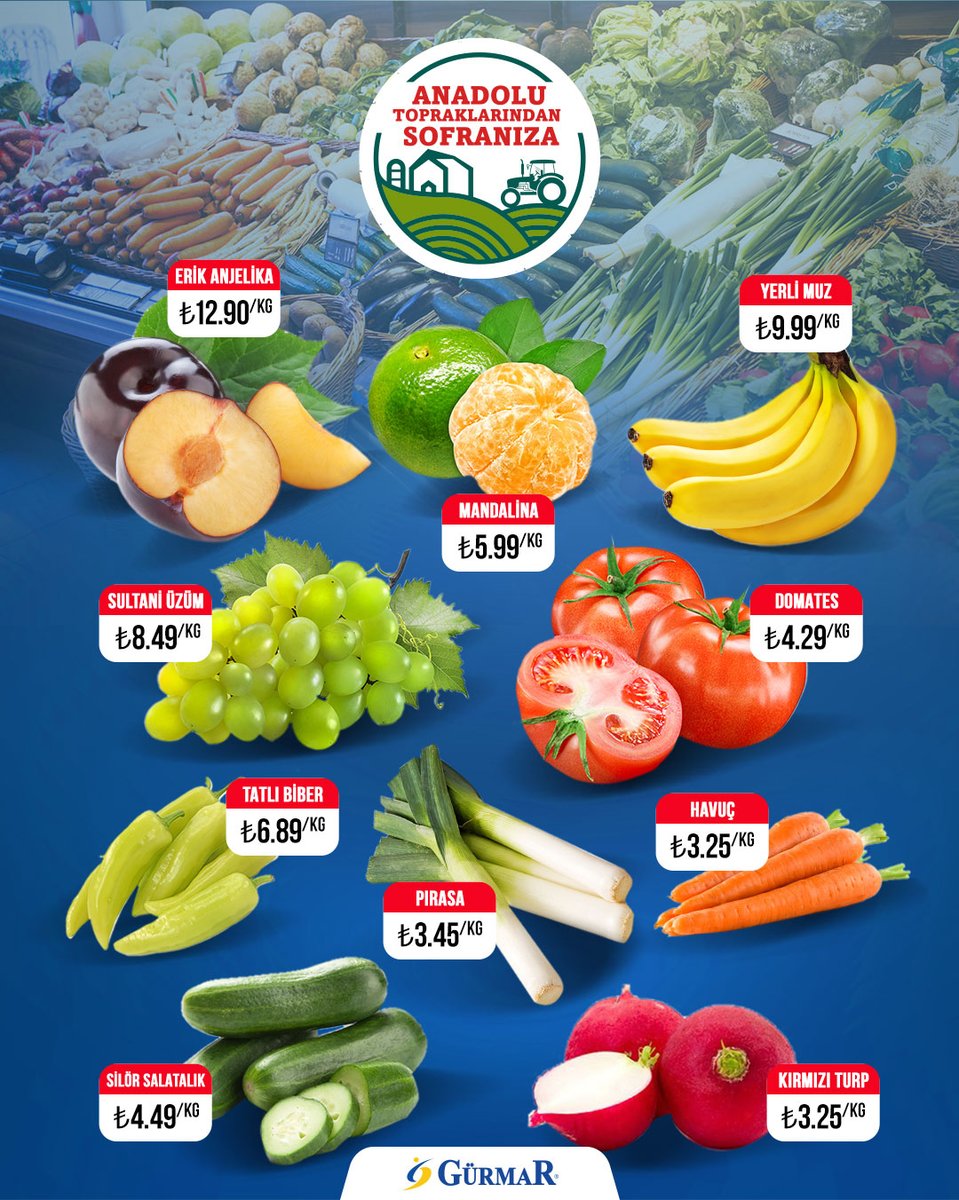 GurmarMarket's tweet photo. Her Çarşamba olduğu gibi manav tezgahlarımızda indirim günü! Sakın Kaçırmayın.  🍎🍅🥦🍋🥕

#ŞehrinEnTazesi #GurmarOnlineMarket #tektıklakapınızda #onlinemarket #sanalmarket #taze #peynir #meyve #sebze #yerlibesi #izmir #indirim https://t.co/buoebpRflP