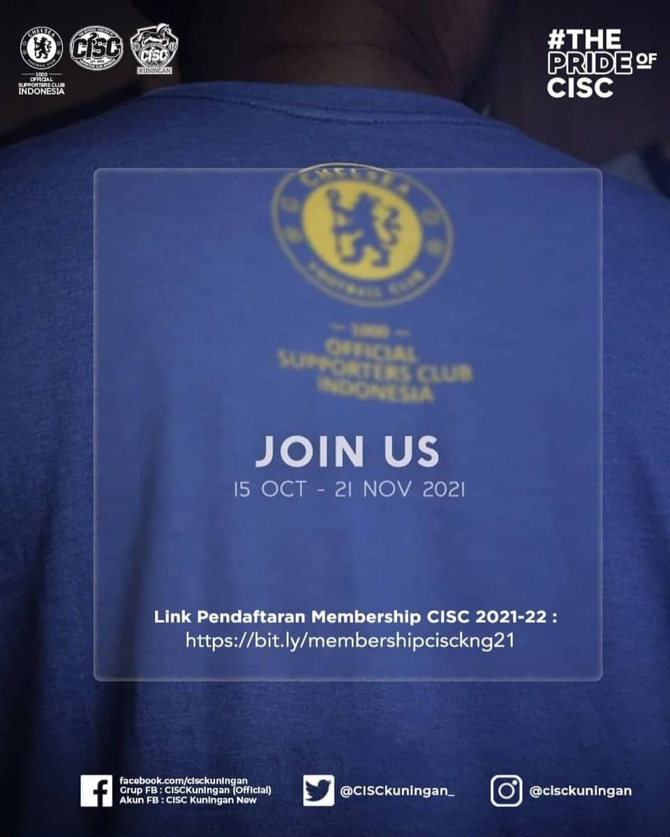 CISCkuningan_'s tweet photo. 4 HARI LAGI MENJELANG PENUTUPAN PENDAFTARAN MEMBERSHIP CISC TAHUN 2021-2022
.
Yuk, masih ada kesempatan untuk tahun ini yang belum Daftar Membership CISC buruan jangan sampai ketinggalan iya
#ThisIsCISC #ChelseaIndo #ThePrideOfCISC #CISCKuningan #CISCKNG #CISCMembership2021 https://t.co/MCod3w8zz0