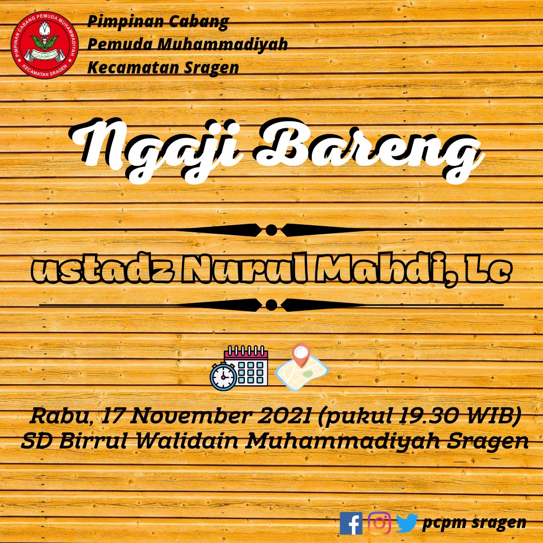 pcpm_sragen's tweet photo. Ngaji bareng nanti malam bersama ustadz Muhammad Nurul Mandy, Lc di @sdbirrulsragen pukul 19.30 WIB.

#ngaji #kajian #pengajian #pcpm #pcpmsragen #pemudamuhammadiyah #muhammadiyah #sragen https://t.co/6Cugc8BYFc