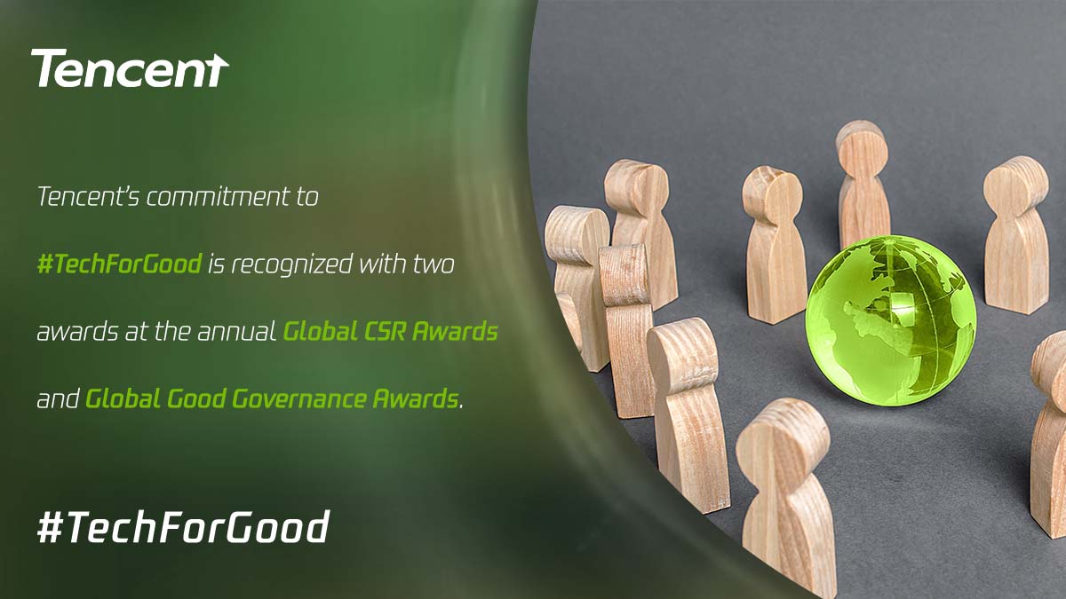 TencentGlobal's tweet photo. #TechForGood is at the heart of what we do. We are honoured to have been recognized with two Global #CSR Awards -- The Best Corporate Communication &amp; Investor Relations (Platinum), and CSR Leadership (Silver) -- for our community-driven initiatives. https://t.co/sVPAbnMPoS