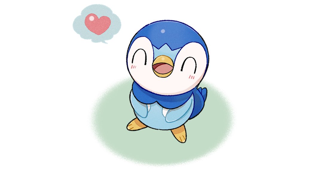 piplup no humans solo closed eyes heart pokemon (creature) tongue spoken heart  illustration images