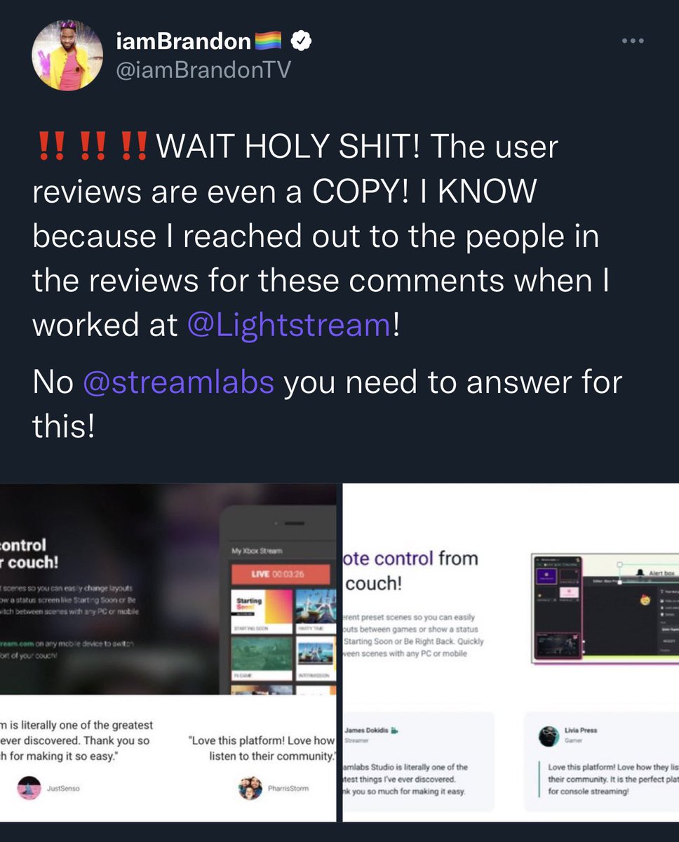 afkayt's tweet photo. streamlabs been copying everyone’s homework 👏 from 👏 the 👏 start https://t.co/gmcaiLF1OO