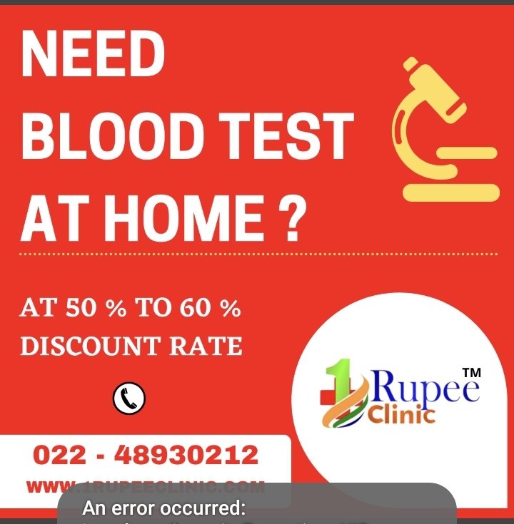 Home Sample Collection
Reports Within 24-48 Hours
NABL Accredited Labs
1rupeeclinic.com
@DrRahulGhule11