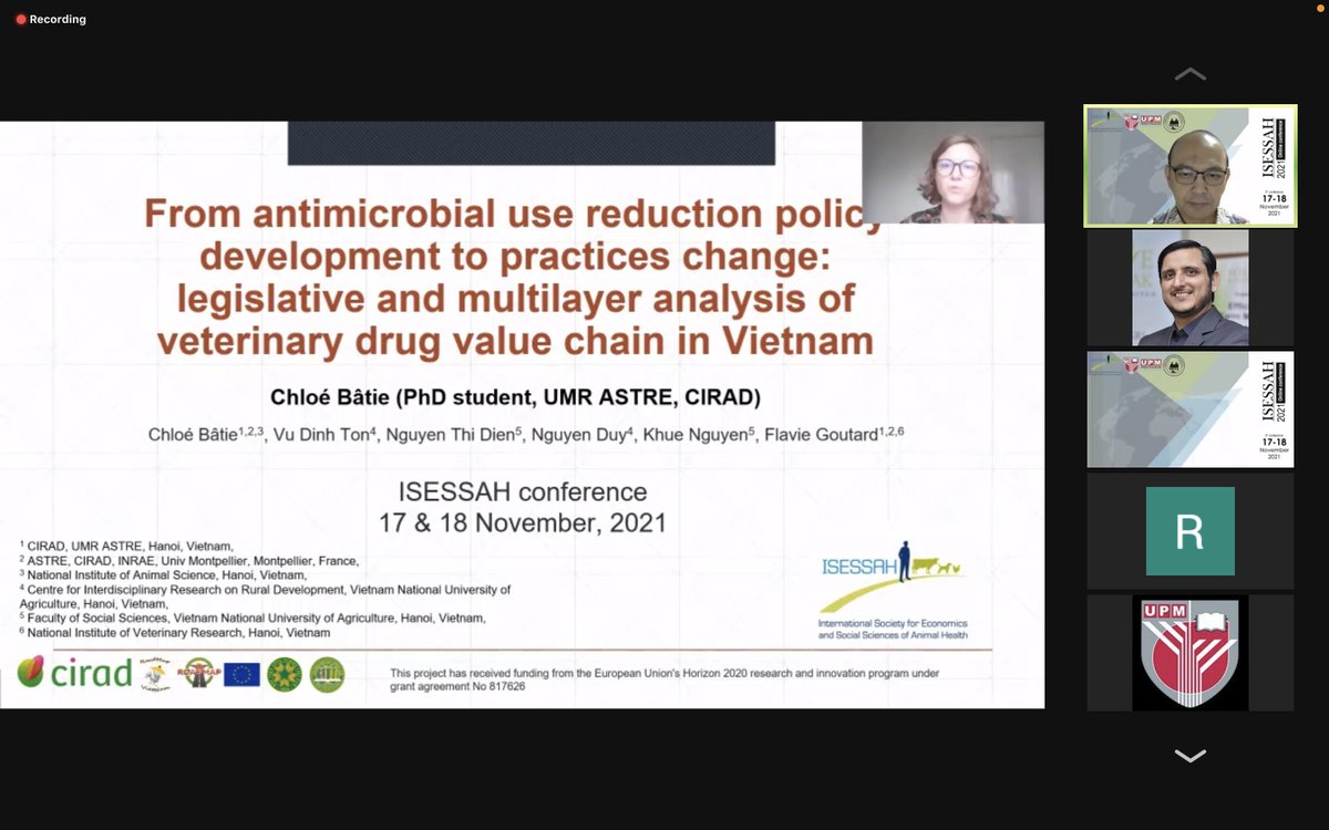 drwaseemshaukat's tweet photo. Excellent insights into the AMU reduction from policy to practice through a Vietnamese example by Chloé Bâte @Cirad at 5th #ISESSAH Conference #ISESSAH2021 @isessah2021 #AMU #AMR https://t.co/lB4XHVmI9R