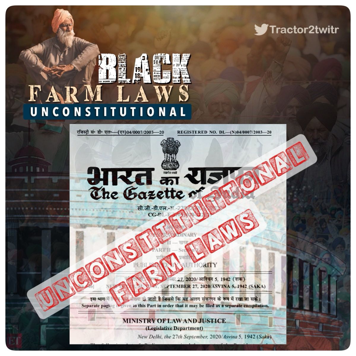 rajmorcha's tweet photo. CENTRE govt. Encroached rights of states by passing unconstitutional farm trade laws.
Agricultural is a STATE subject and farmers do marketing of their crops,not trading.
Can't we go to supreme court?
@ashokgehlot51
@MamataOfficial 
@bhupeshbaghel
#FarmLaws_Unconstitutional https://t.co/cxELiR6BQz
