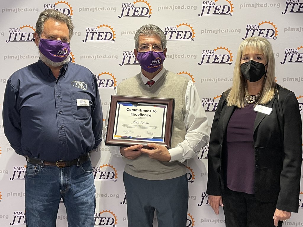 PimaJTED's tweet photo. Congratulations to our 2021 Legendary Teachers John Puiia, Precision Manufacturing JTED @ Tanque Verde &amp; Richard McPherson, Agriscience @rioricohigh @scv35_comm honored by our Governing Board tonight Special thanks to @brainonschool Dr. Clement! https://t.co/l4ltmklY6n