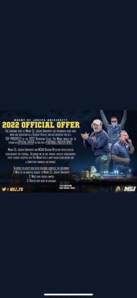 Thanks to <a href="/Coach_Kelleher/">Logan Kelleher</a> and <a href="/MSJ_FB/">Mount St. Joseph Football</a> for my 8th official offer!