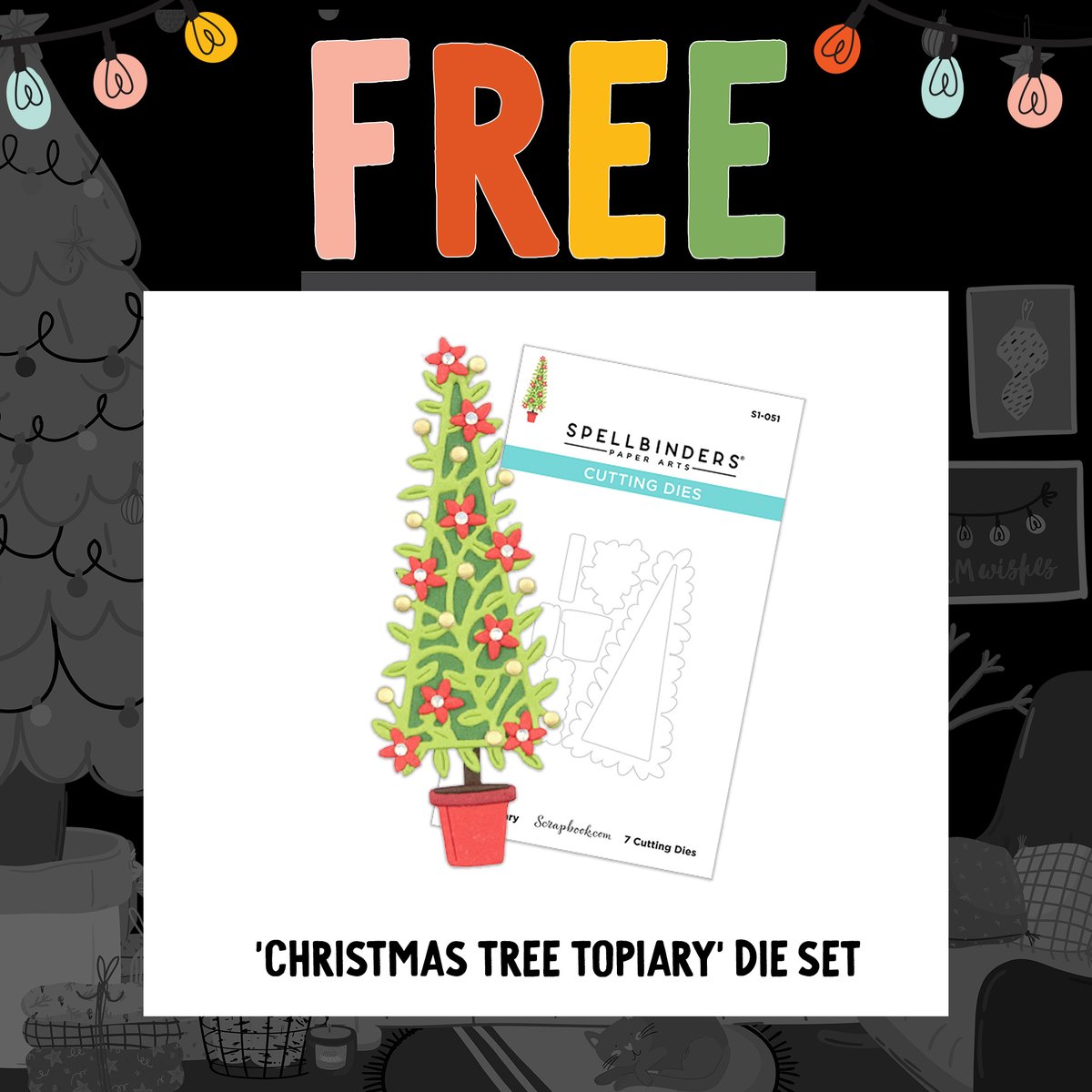 MayaCrafting's tweet photo. Don't miss this! There is a new #FREEBIE over at @scrapbookcom! It's the #ChristmasTree Topiary die! I used it to create this Christmas card and I absolutely love the detailed design of this die set! Pick it up before it's gone! 👉https://t.co/NFztgTq2kW https://t.co/XZdibZGMpx