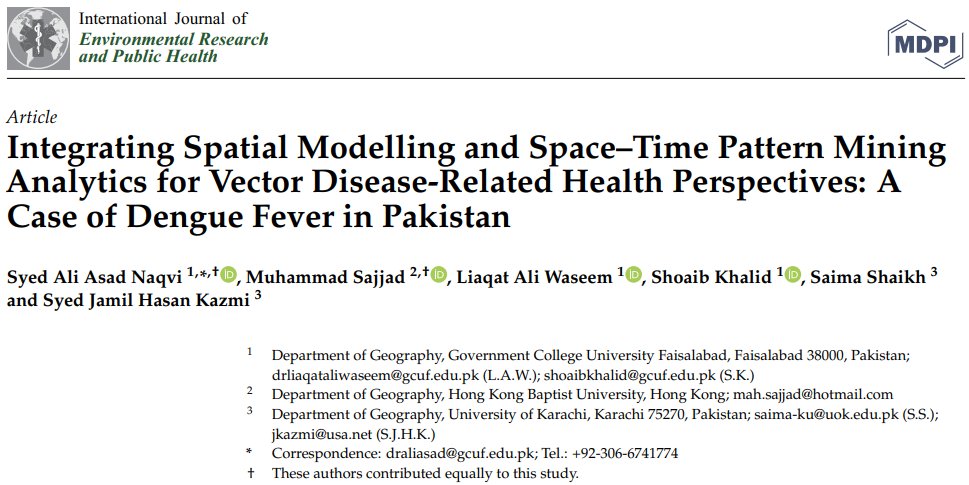 Mah_Sajjad's tweet photo. Dear All,
Here is the link to our recently published article on #spatial #modeling of #vectordiseases (#Dengue). The article is open access, so you can download it free of cost. #geography #spatialanalysis #GIS #Epidemiology
Link: https://t.co/GFOUBhyhLx https://t.co/ArqvBKbPOL