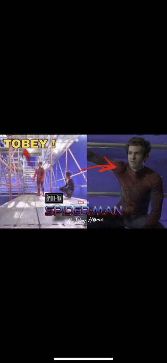 scoutmack03's tweet photo. I’m telling you Andrew Garfield and Tobey Maguire are edited out on the bottom level of the scaffolding in this scene. Look at the leak and the Layout or the bars and stairs and look at the trailer scene #SpiderMan #SpiderManNoWayHome https://t.co/metBrm6fKD