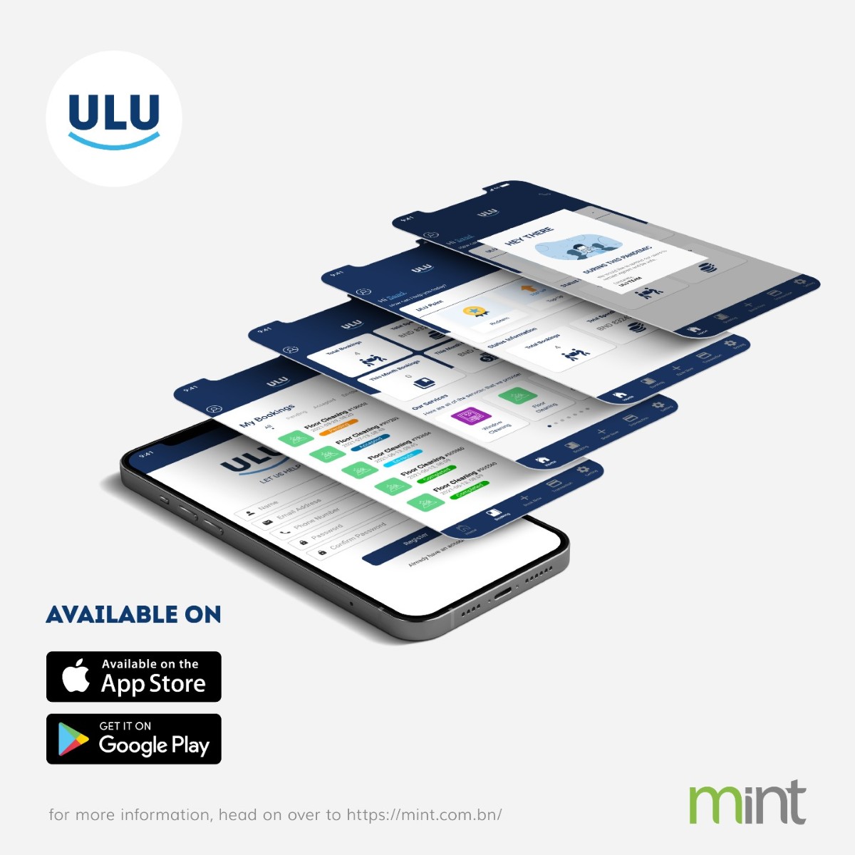 mintbrunei's tweet photo. @uluclean is an all-new mobile app where you can find a spectrum of cleaning services from house cleaning to providing manpower and many more! ULU APP is now available on Apple Store &amp; Google Play.

Thank you for choosing Mint in your mobile app development.

#MintBrunei https://t.co/fLk1QGS51c