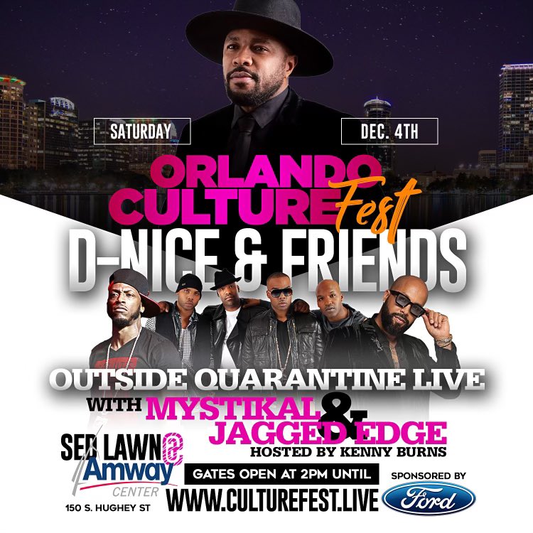 The Orlando Culture ft @dnice &amp;Friends: <a href="/Official_JE/">Jagged Edge</a>,  Mystikal &amp; host Kenny Burns 
{SAT. 12/04} at Amway Center- LAWN 
****************************
Tickets on sale NOW at 
CultureFest.LIVE 
Other major artist TBA… Early bird tickets and prices won’t last long.