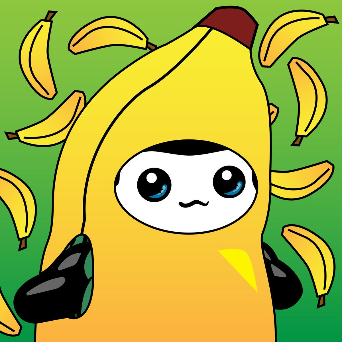 ToughTurtlesNFT's tweet photo. Here is a custom art for @9x9x9eth of what he would look like in the #toughturtles universe.. but I guess when you wear a banana suit.. same same.. but different https://t.co/fP6Zao1AVQ