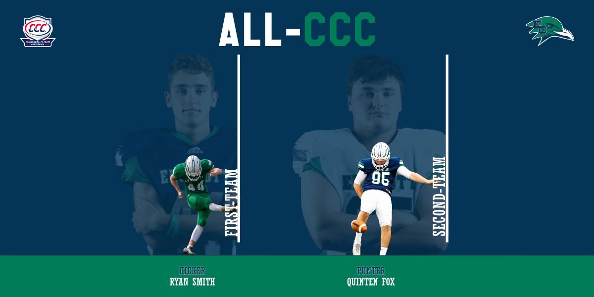 Join us in congratulating our 2️⃣ <a href="/CCC_SportsFB/">CCC Football</a> All-Conference SPECIAL TEAMS selections ‼️

#BeachBall 🏖🏈
#RI21NGTIDE 🌊
