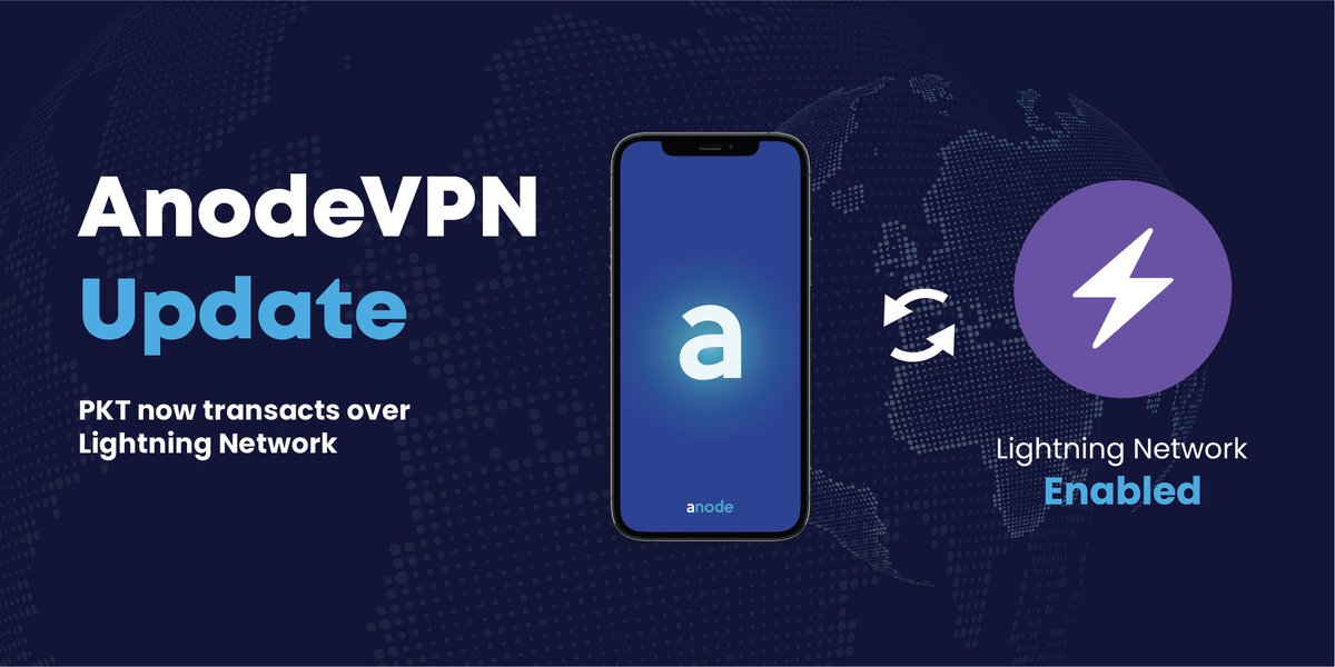 pktcash's tweet image. AnodeVPN has successfully implemented $PKT Lightning Network into the forthcoming mobile wallet. This technology can process near-infinite transactions per second. More updates to come.

#pkt #pktcash #wpkt #anodeVPN #CryptocurrencyNews
