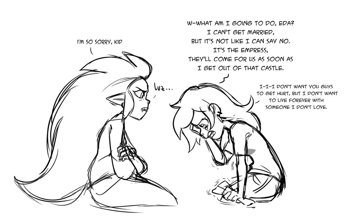 It's not like Luz has a lot of options here. She could marry the empress or be a nice stone coat rack for the empress to put her cloaks on in the throne room.

Fortunately, none of these options were in Eda's plans, she'll fix this, no matter what. 