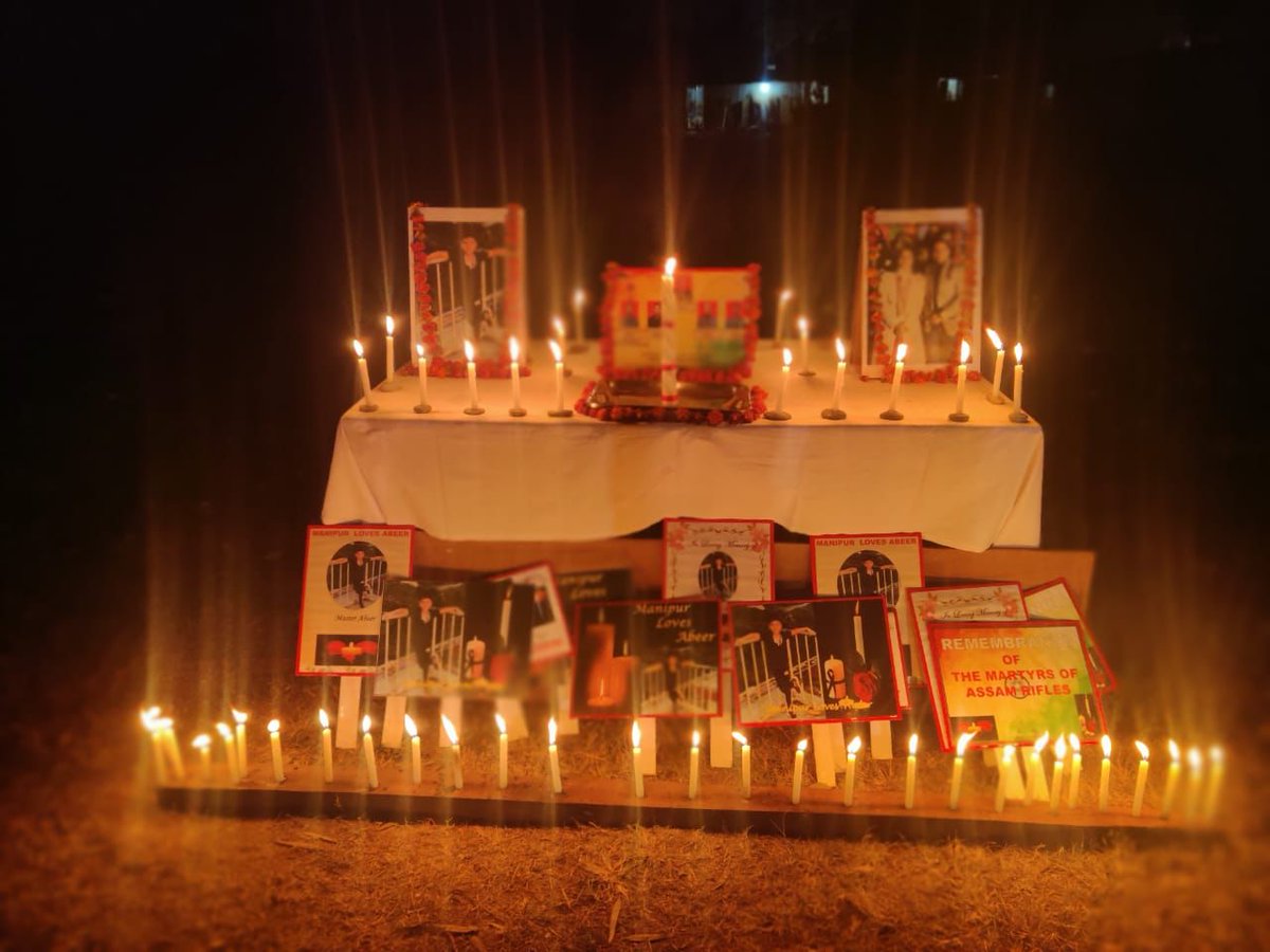 neeraj_rajput's tweet photo. Candle light march held in capital #Imphal and other parts of #Manipur last evening for killing innocent #AbeerTripathi and his mother along with @official_dgar personnel
#ManipurTerrorAttack https://t.co/H7LjZMWBQk